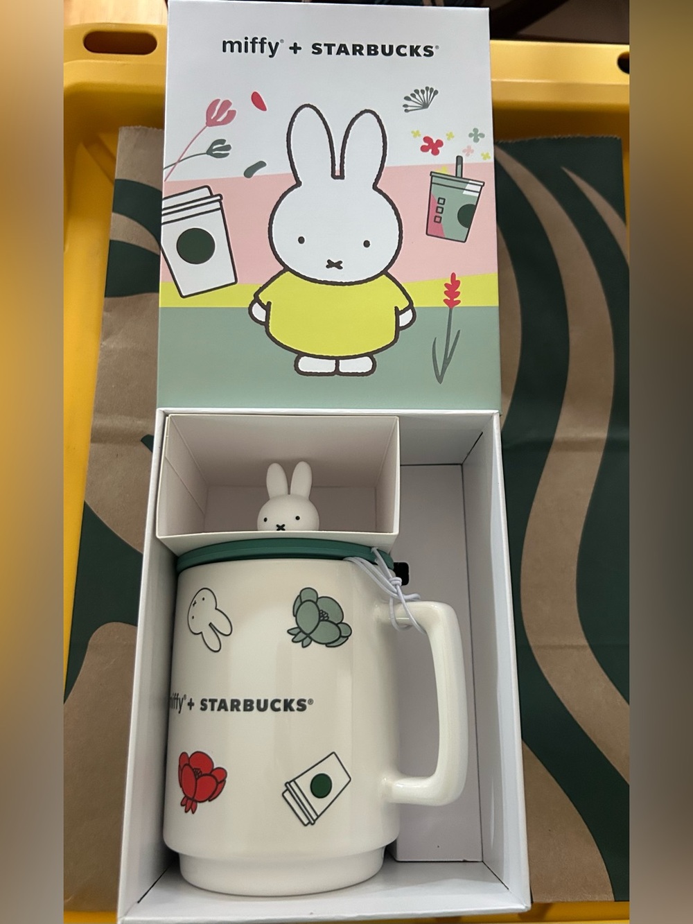 Starbucks x Miffy White Ceramic Mug with Lid. NIB Ready to ship.